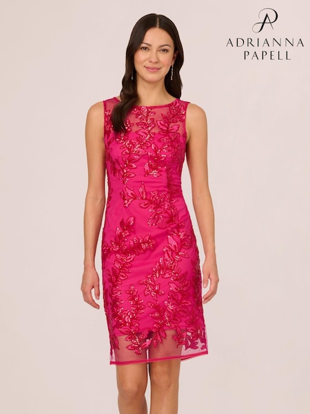 Adrianna Papell Pink Sequin Leaf Sheath Dress (383680) | 125 €