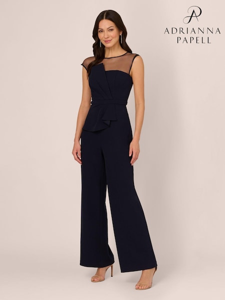 Adrianna Papell Blue Knit Crepe Jumpsuit (383696) | €52