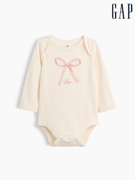 Pink Bow - Gap Logo Long Sleeve Bodysuit (0-24mths)