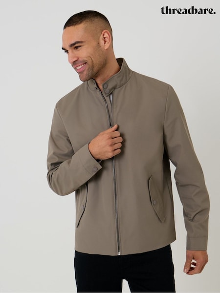 Brown - Regular Threadbare Showerproof Zip Up Harrington Jacket