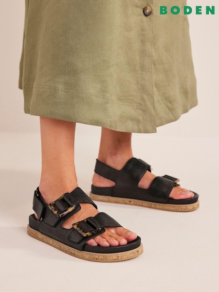 Boden Black Chunky Flat Buckled Sandals (383944) | €140