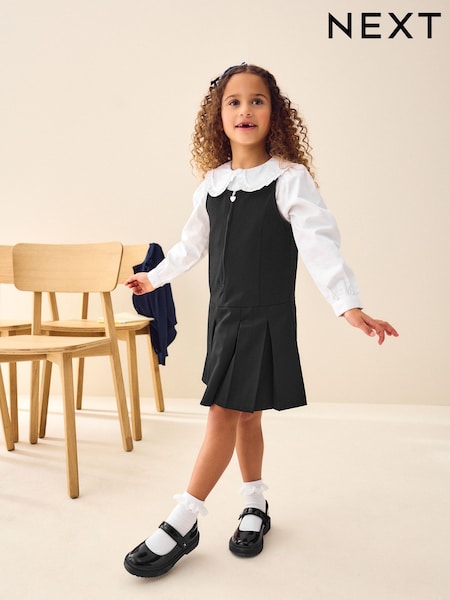 Svart - Zip Front School Pinafore (3-14yrs) (384149) | kr140 - kr190