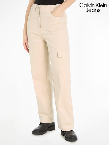 Calvin Klein Jeans Cream High Rise Corduroy Trousers (384573) | €46