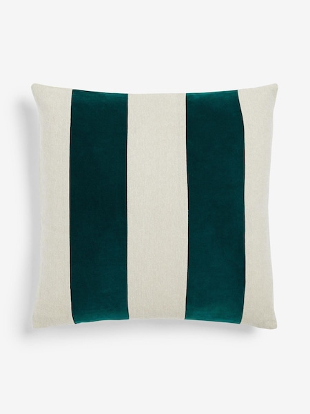 Teal Blue Stripe 50 x 50cm Linford Velvet Cushion (384803) | €11.50