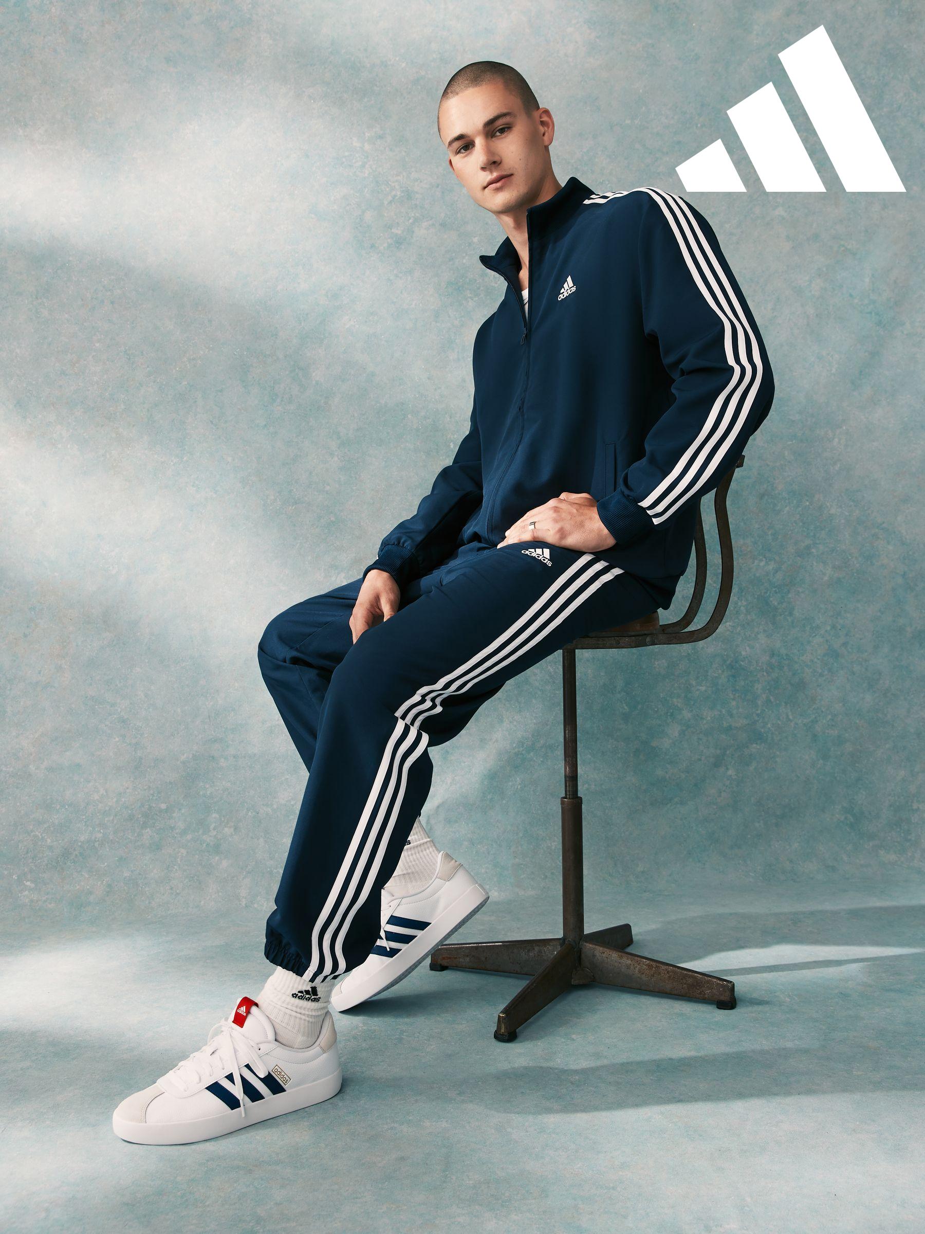 Adidas blue tracksuit mens sales