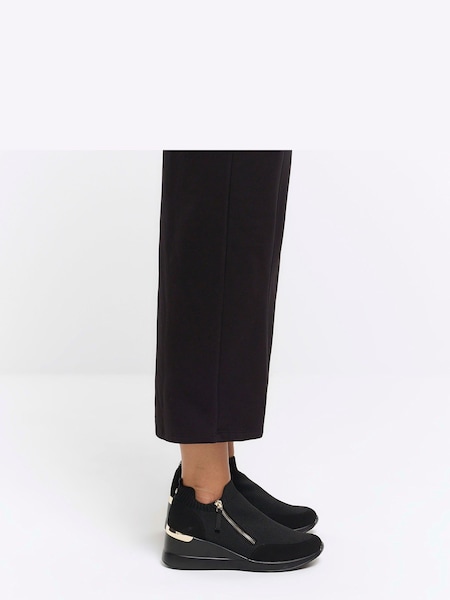 River Island Black Zip Wedge Runner Trainers (384970) | AED122