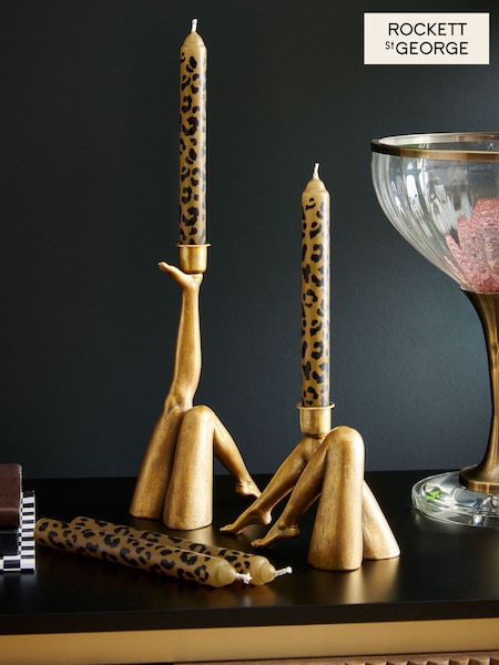 Rockett St George Set of 4 Leopard Print Dinner Candles (384988) | €16