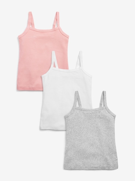Siva/roza/bela - 3 Pack Rib Strappy Cami Vests (1.5-16yrs) (385254) | € 9 - € 12