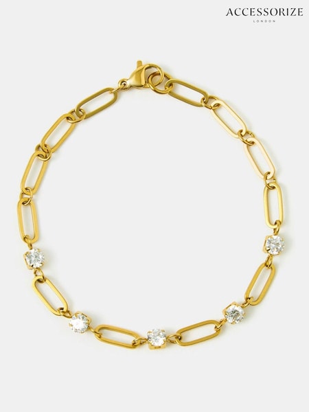 Gold Plated - Accessorize 14ct Paperclip Chain Bracelet