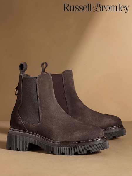 Brown Suede - Russell & Bromley Mystic Chunky Chelsea Ankle Boots