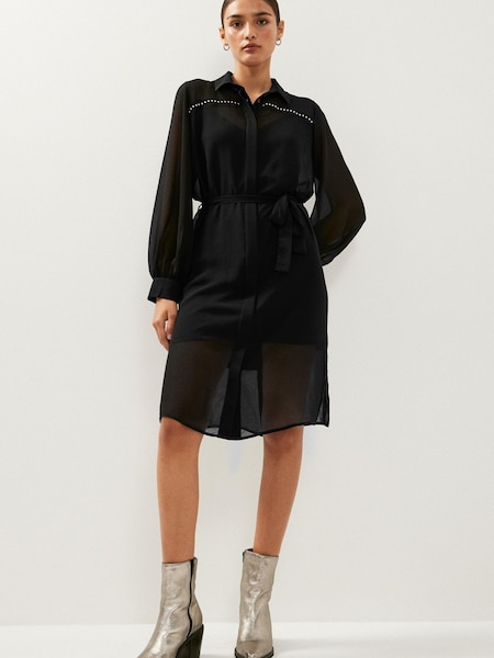 črna - Stud Detail Shirt Dress (387666) | € 31