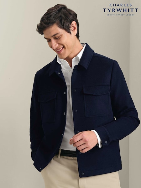أزرق - Regular Charles Tyrwhitt Navy Pure Wool Harrington Jacket