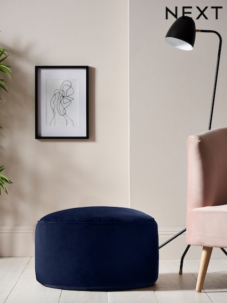 Navy Blue Opulent Velvet Pouffe (387901) | CHF 82