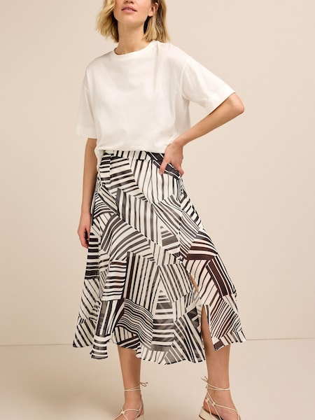 Schwarz/Weiß, Geoprint - Asymmetric Midi Skirt (388357) | 10 €