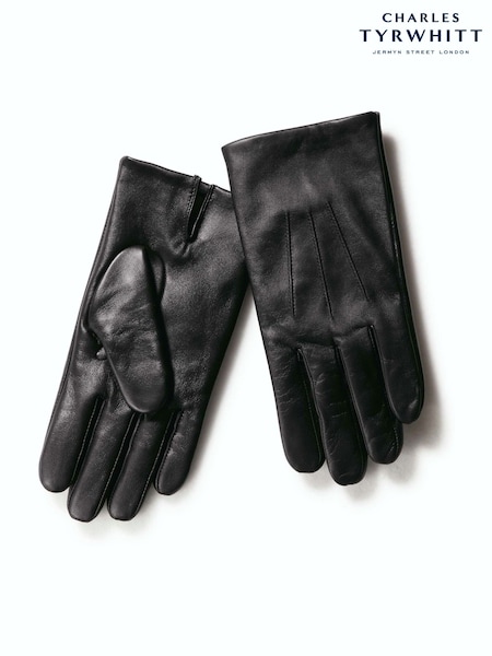 أسود - Regular Charles Tyrwhitt Leather Touch Screen Gloves
