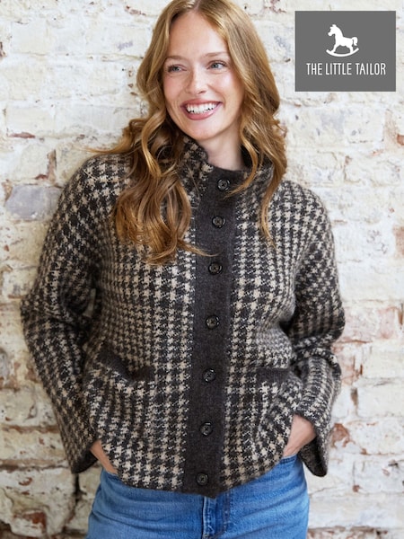 Brown - The Little Tailor Florence' Dog Tooth Design Knit Jacket