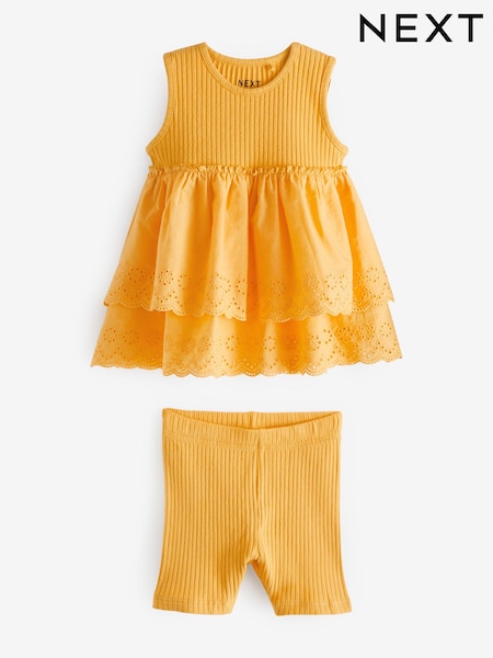 Rumena - Yellow Broderie Top and Cycle Short Set (3mths-7yrs) (389284) | € 11 - € 15