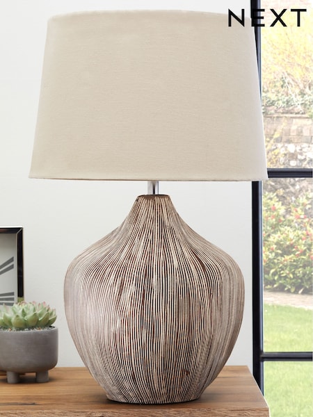 Cream Scratch Ceramic Large Table Lamp (389391) | €99