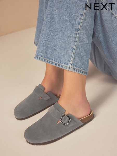 Bleu - Forever Comfort® Leather Footbed Clogs (389716) | 49 €