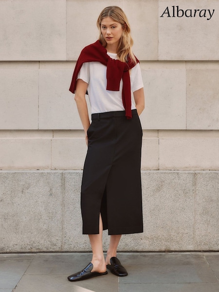 Black - Albaray Black Tailored Pencil Skirt