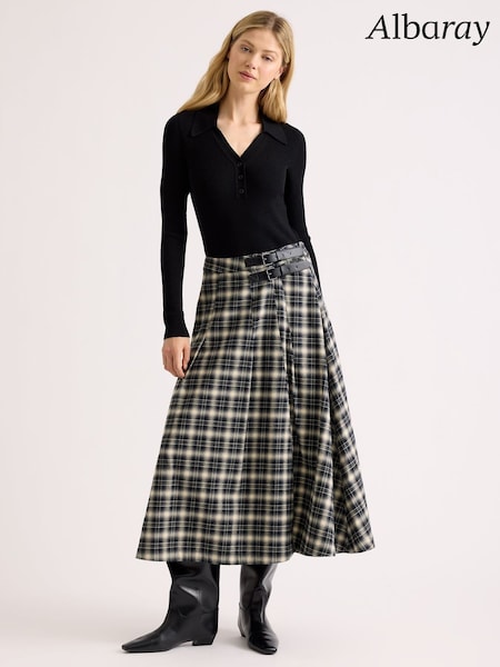 Black - Albaray Cotton Check Kilt