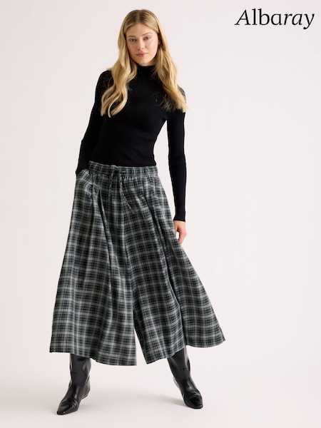 Grey - Albaray Plaid Check Culottes Trousers