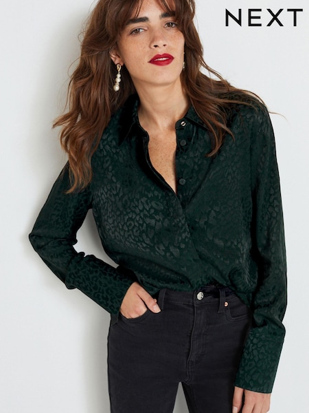Vert - Chemise à manches longues en satin jacquard (390450) | € 8