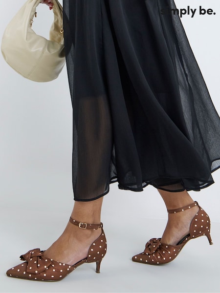 Brown - Simply Be Two Part Satin Bow Heels