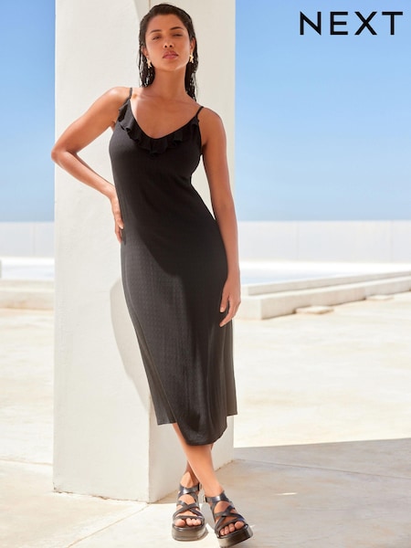 Black Frill Midi Summer Dress (390733) | €16