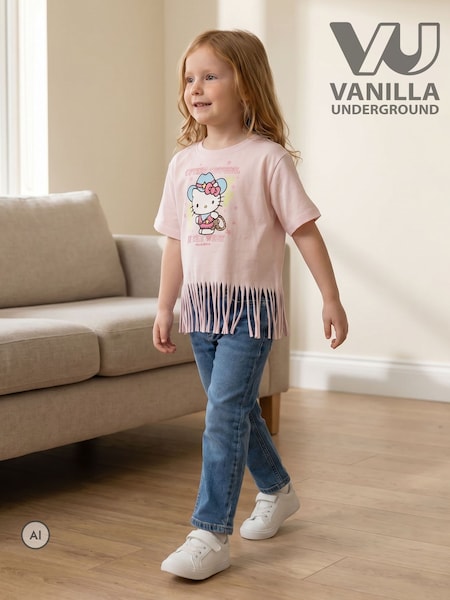 Rozā - Vanilla Underground Hello Kitty Fringe Short Sleeved T-shirt