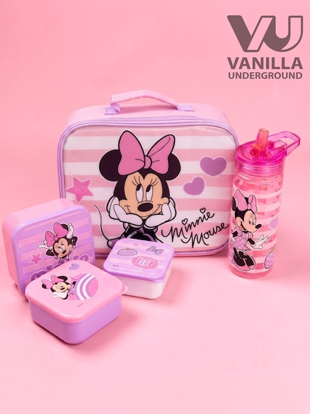 Pink - Vanilla Underground Disney Minnie Mouse Lunch Bag Bottle And 3 Snack Pot