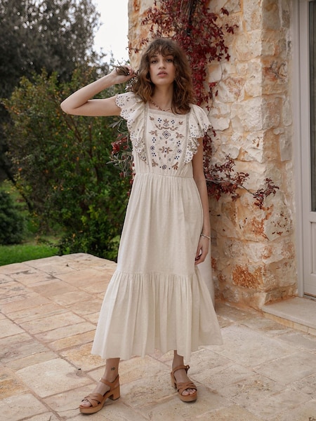 By Iris Cream Alisson 100% Cotton Embroidered Dress (391586) | €236