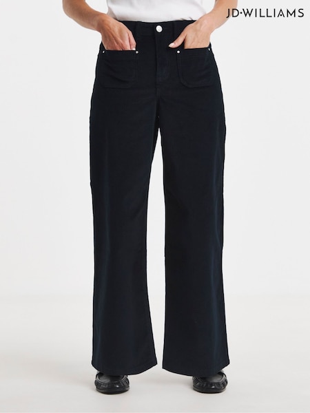 Blue - Jd Williams Cord Pocket Front Crop Wide Leg Jeans