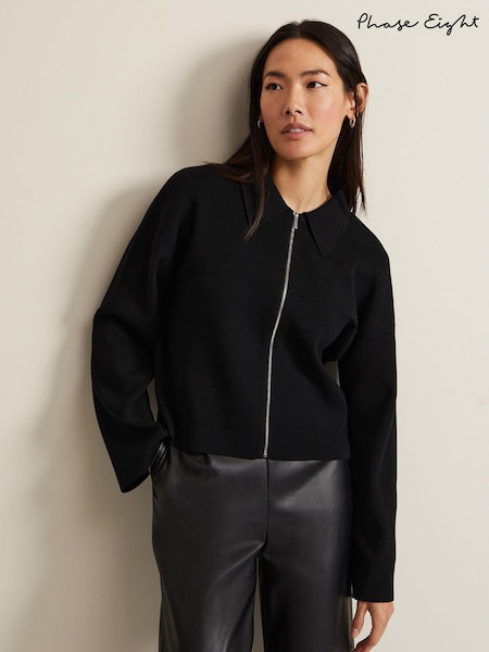 Phase Eight Black Zip Maise Jacket (392118) | €140