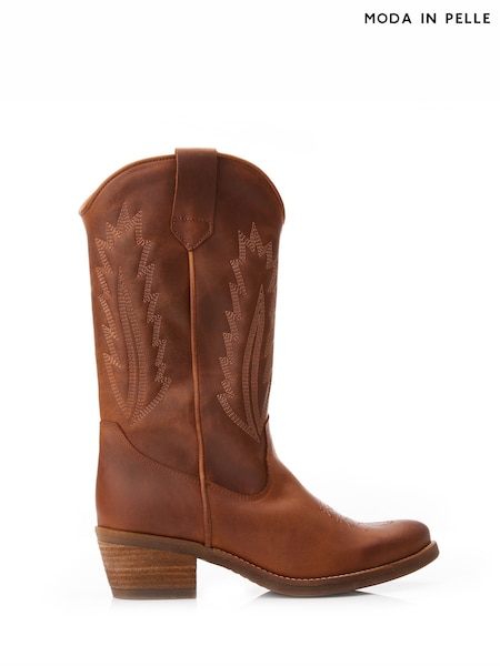 Moda in Pelle Fanntine Mid Leg Pointed Western Boots (392130) | R$ 1,470