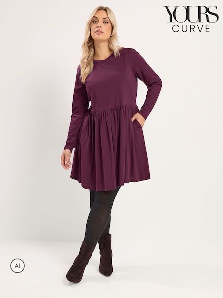 Purple - Yours Curve Peplum Mini Dress