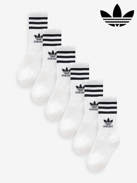 לבן - Adidas Crew Socks 6 Pack (392464) | ‏101‏₪