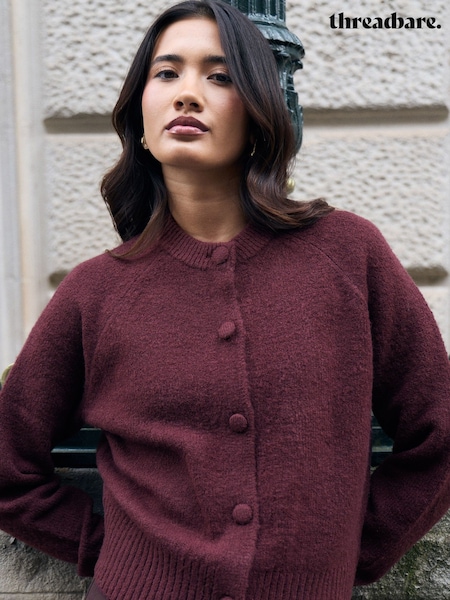 Red - Threadbare Relaxed Fit Knitted Cardigan