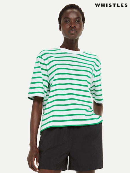 Whistles Green Stripe Short Sleeve Top (393045) | 175 LEI