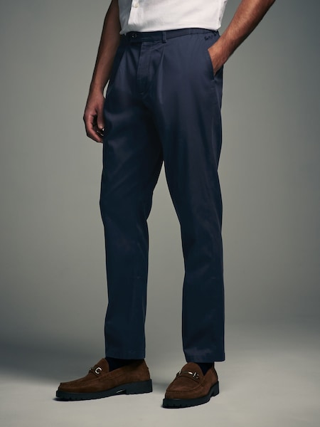 Navy Blue Elasticated Waist TENCEL™ Blend Stretch Chino Trousers (393560) | €46