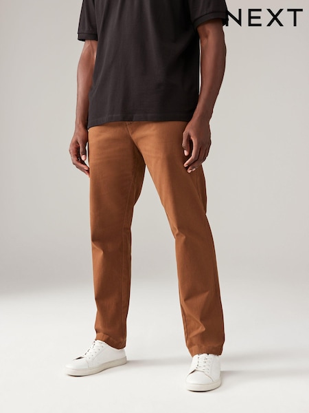 Tan Brown Straight Fit Stretch Printed Soft Touch Chino Trousers (393578) | €23