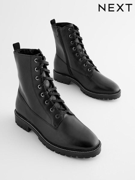 Schwarz - Forever Comfort® Leather Lace-Up Boots (393598) | 19 €