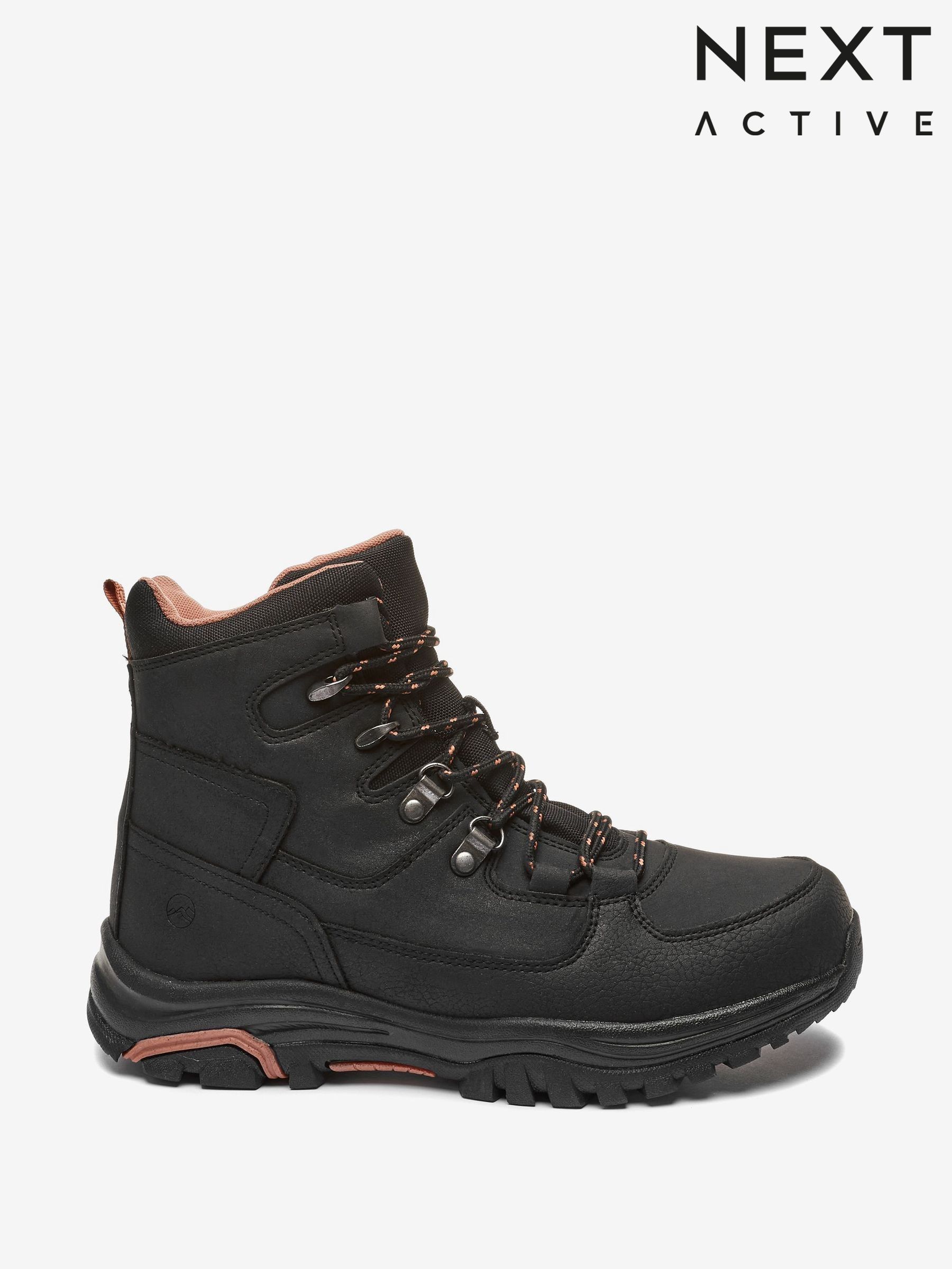 Women s Black Flat Hiker Plain Footwear Next Luxembourg