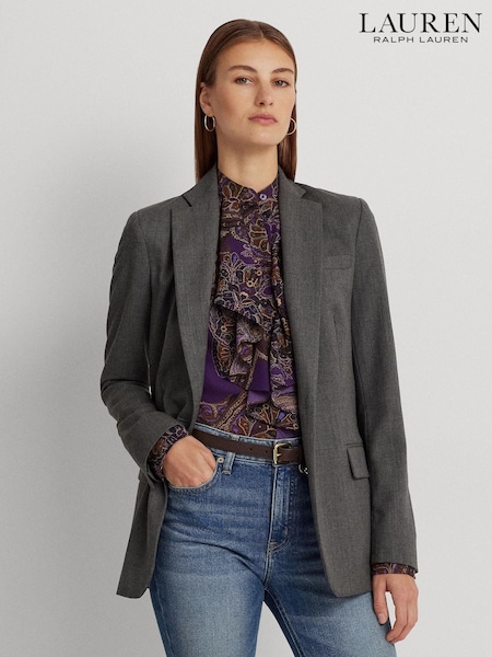 Lauren Ralph Lauren Grey Wool Twill Blazer (393918) | €204