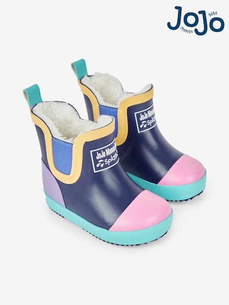 JoJo Maman Bébé Navy Blue Cosy Lined Colour Block Wellies (393967) | €38 - €41