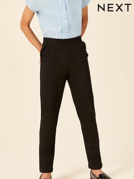 Black Pull-On Cotton Rich Stretch School Trousers (3-16yrs) (394085) | AED41 - AED66