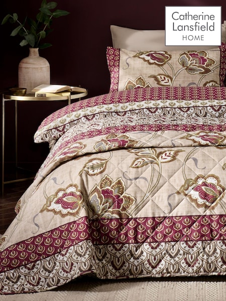 Catherine Lansfield Red Kashmir Floral Paisley Easy Care Bedspread (395807) | AED291