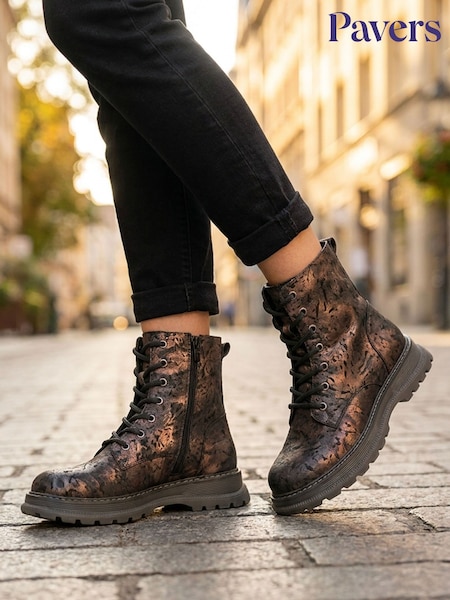 Brown - Pavers Fashionable Lace Up Ankle Boots