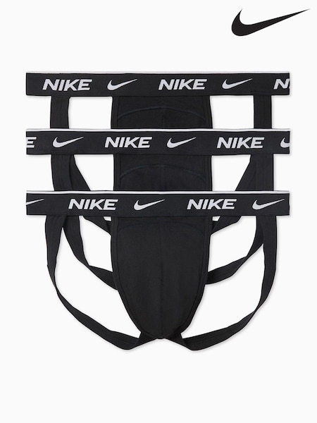 Nike Black Everyday Cotton Stretch Jock Straps 3 Pack (396853) | $55