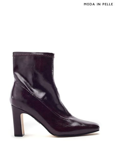 Red - Moda In Pelle Padra Square Toe Block Heel Ankle Boots